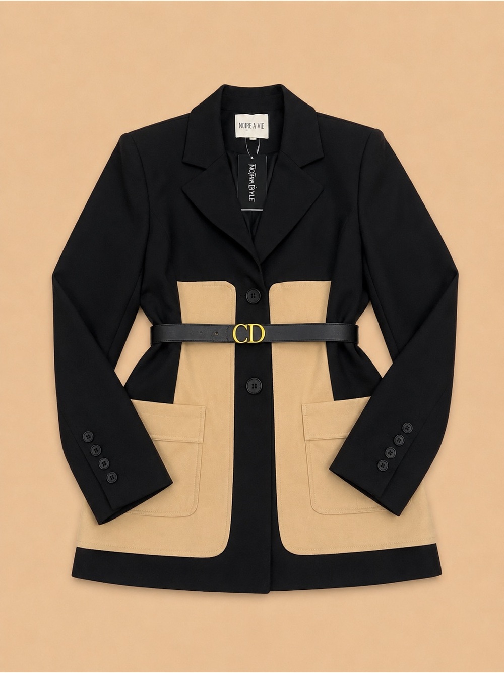 Black and Tan Two-Tone Tailored Blazer